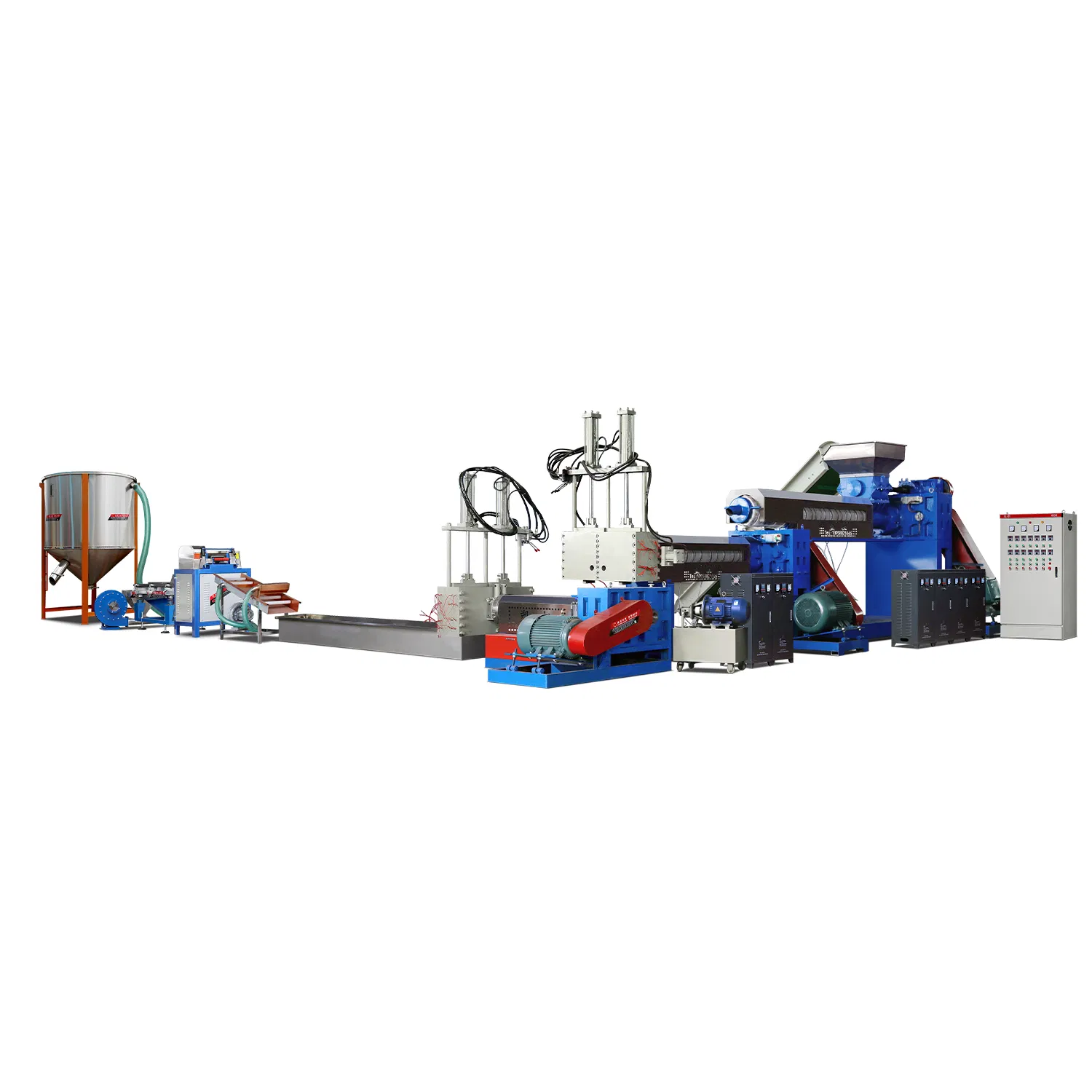 Plastic Pelletizing Machine Three Stage Plastic Granulator Film Recycling Granulation