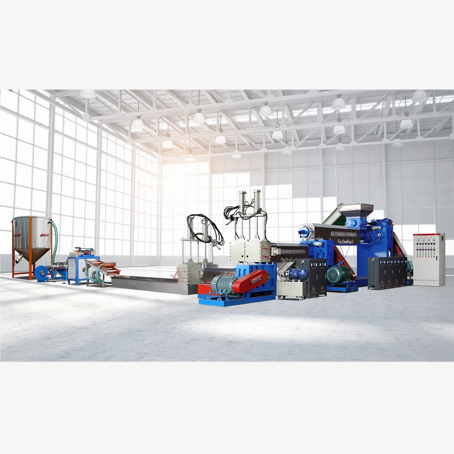 Plastic Pelletizing Machine Three Stage Plastic Granulator Film Recycling Granulation