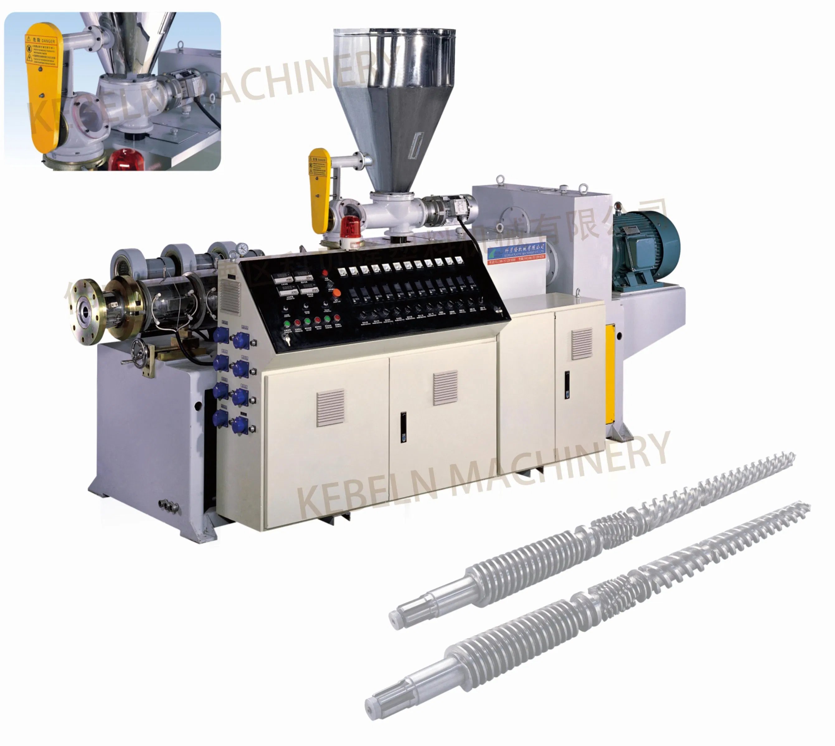 Conical Twin Screws Plastic Extruder for PVC Pipe and Profile Production Line