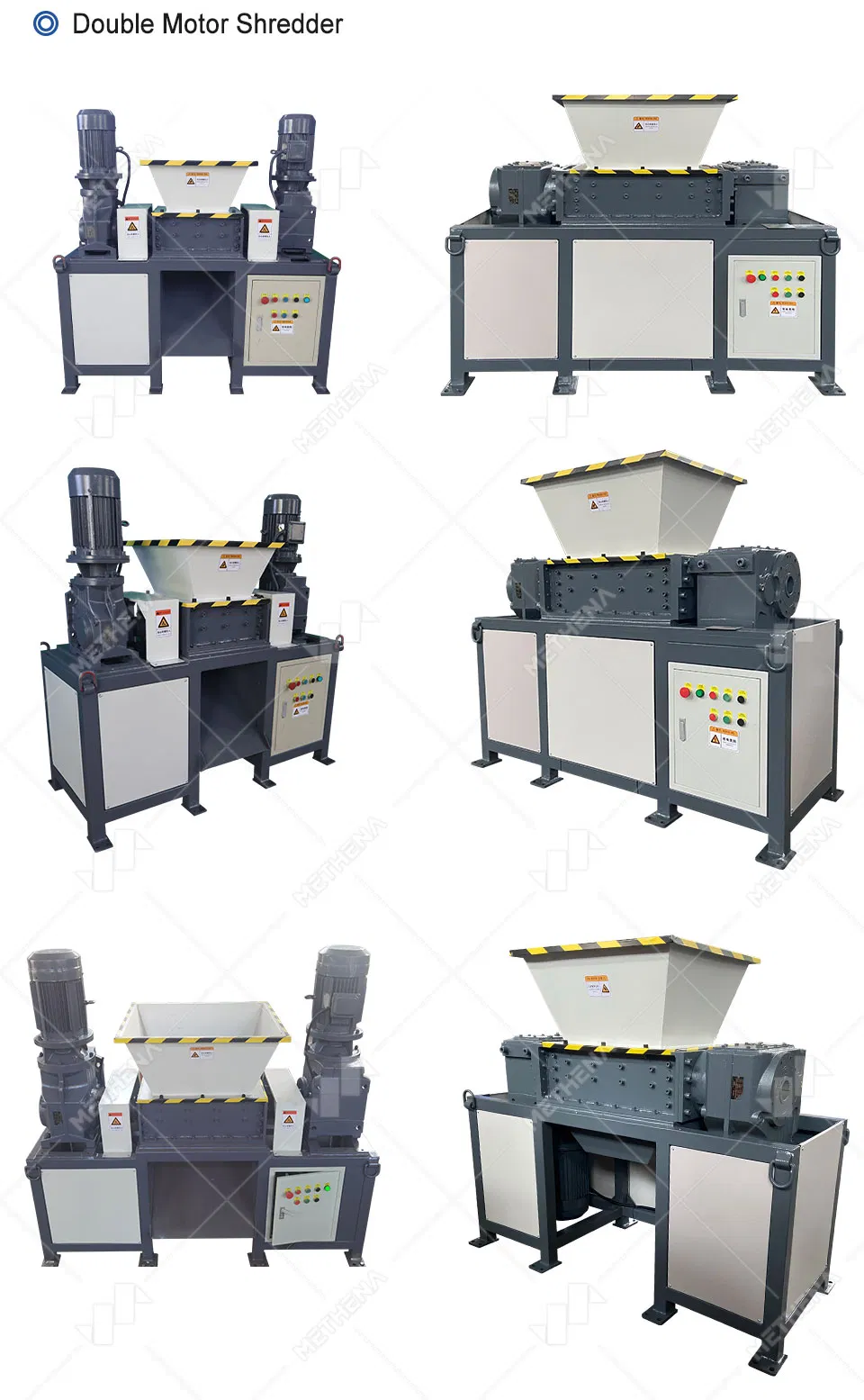 Industrial Manual Rubber Plastic Crusher Fibre Bone Multipurpose Car Motorcycle Tyre Rubber Shell Scrap Dual Shaft Metal Scrap Iron Cable Shredder Machine