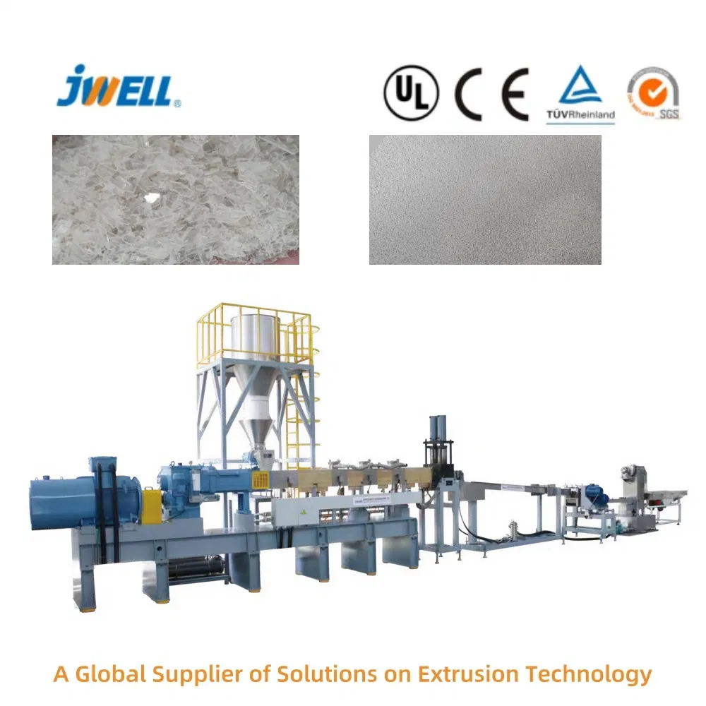 75 95 High Torque Twin Double Screw Plastic PE PP CaCO3 Talc Filler Masterbatch Extruder Line for PS/EVA/PC/ABS/PA6/PA66/TPE/TPU/FEP/LCP Compounding Machine