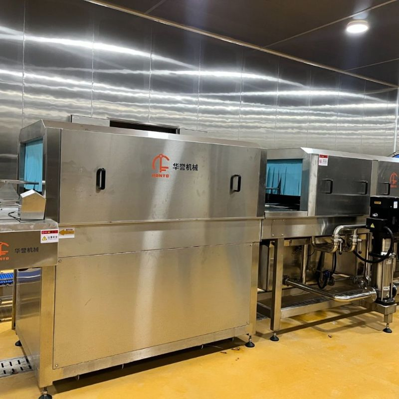 Meat Processing Slaughterhouse Crate Washer Crate Cleaning Drying Device Plastic Basket Washing Machine