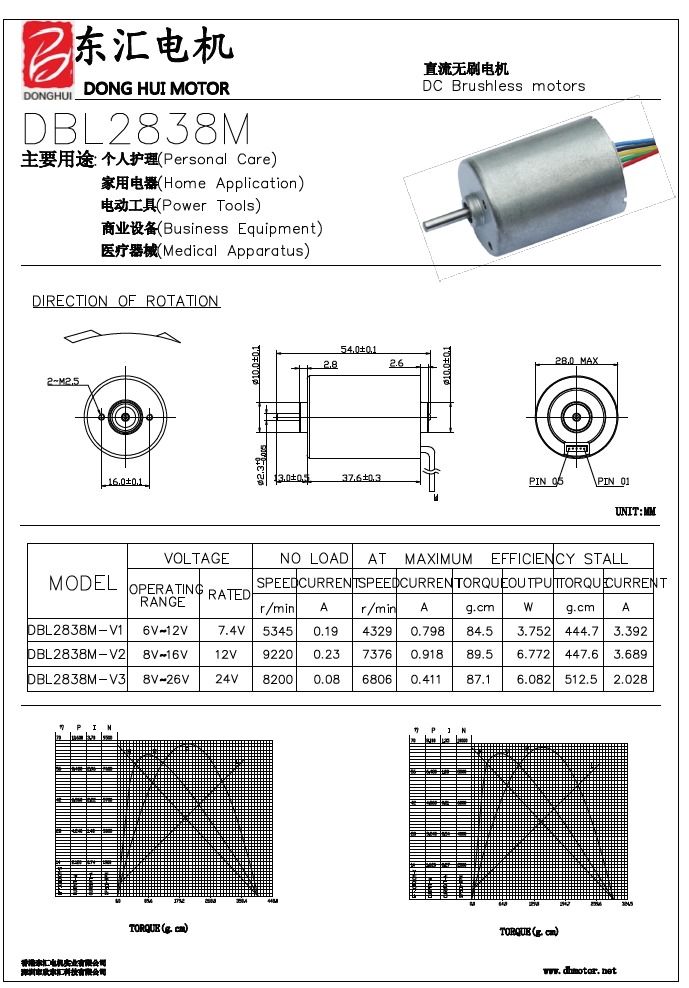 28mm BL2838 12V Brushless DC Motor with Permanent Magnet for Electric Boat and Home Appliance 6000 RPM
