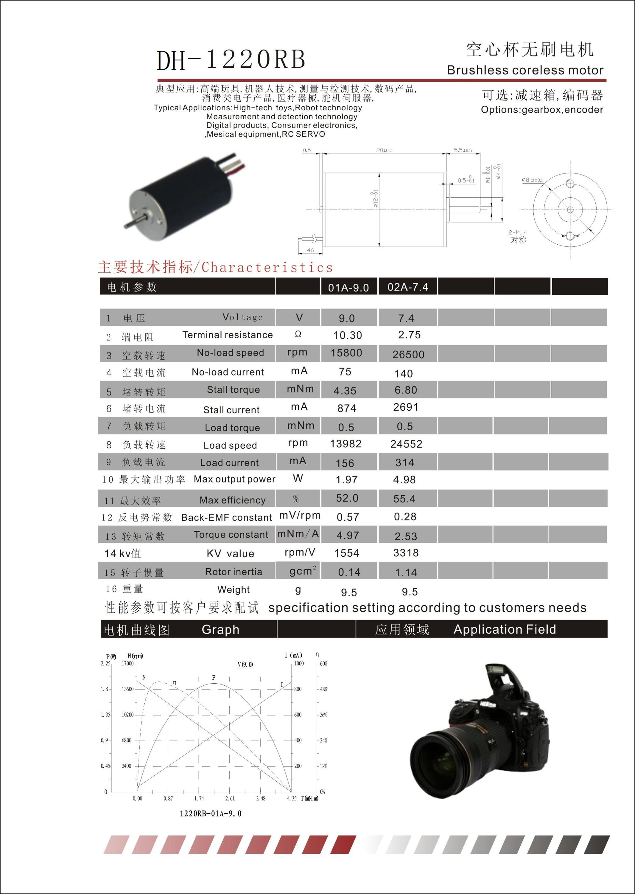 12mm Micro Coreless Motor 1220, Coreless Micro Motor 12v Dc Motor for Aircraft Model, Helicopter, Quadcopter