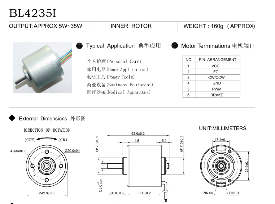 DC Brushless Motor Model Detail 1