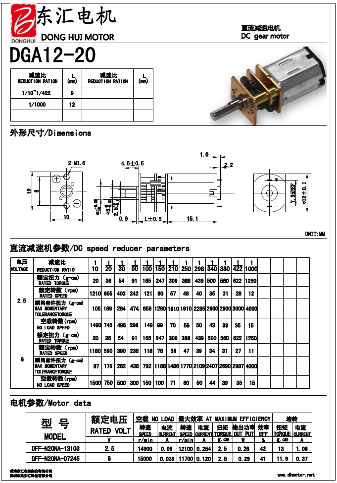 Motor specifications