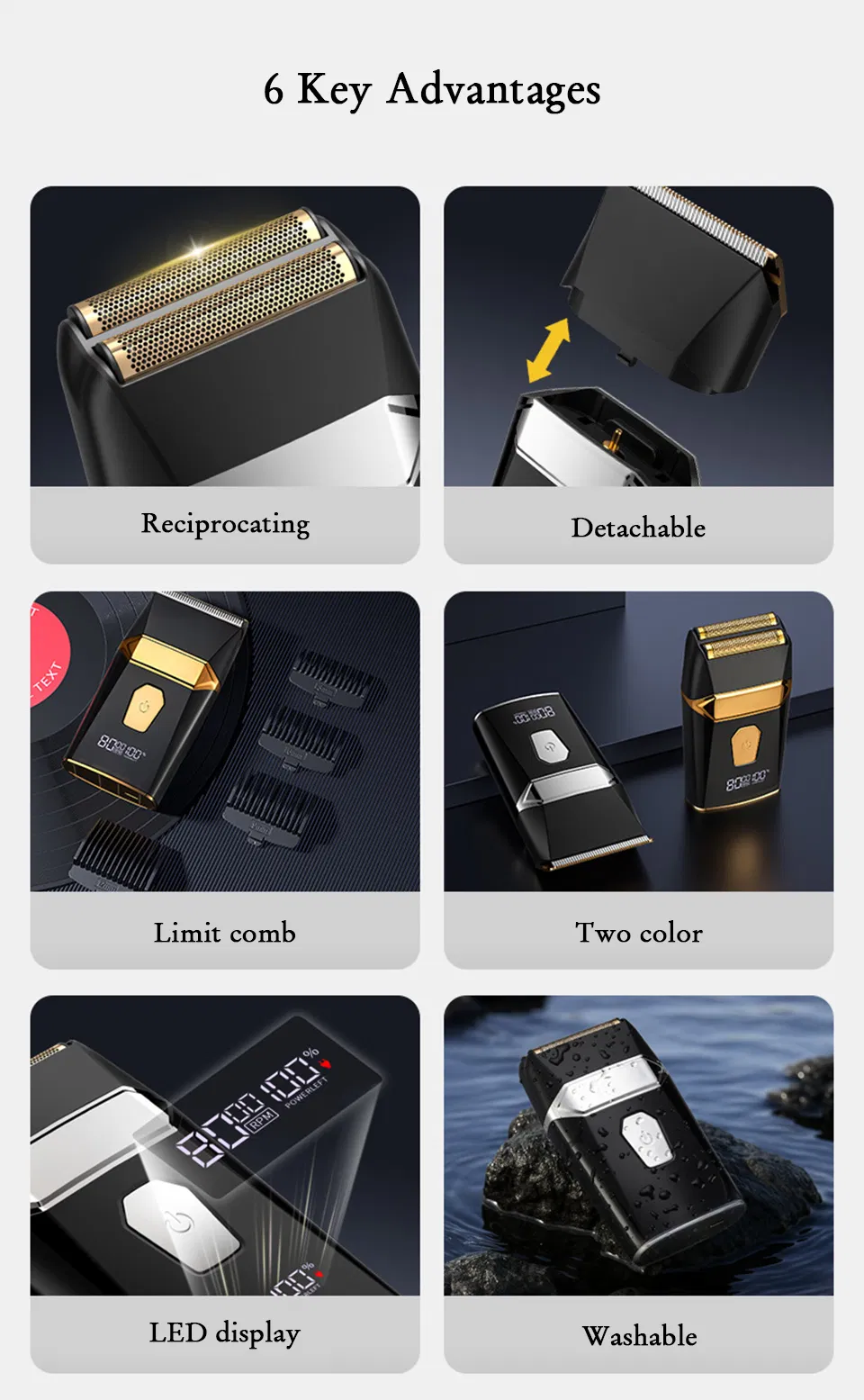 Grooming Tools Reciprocating Cordless Shaver for Men
