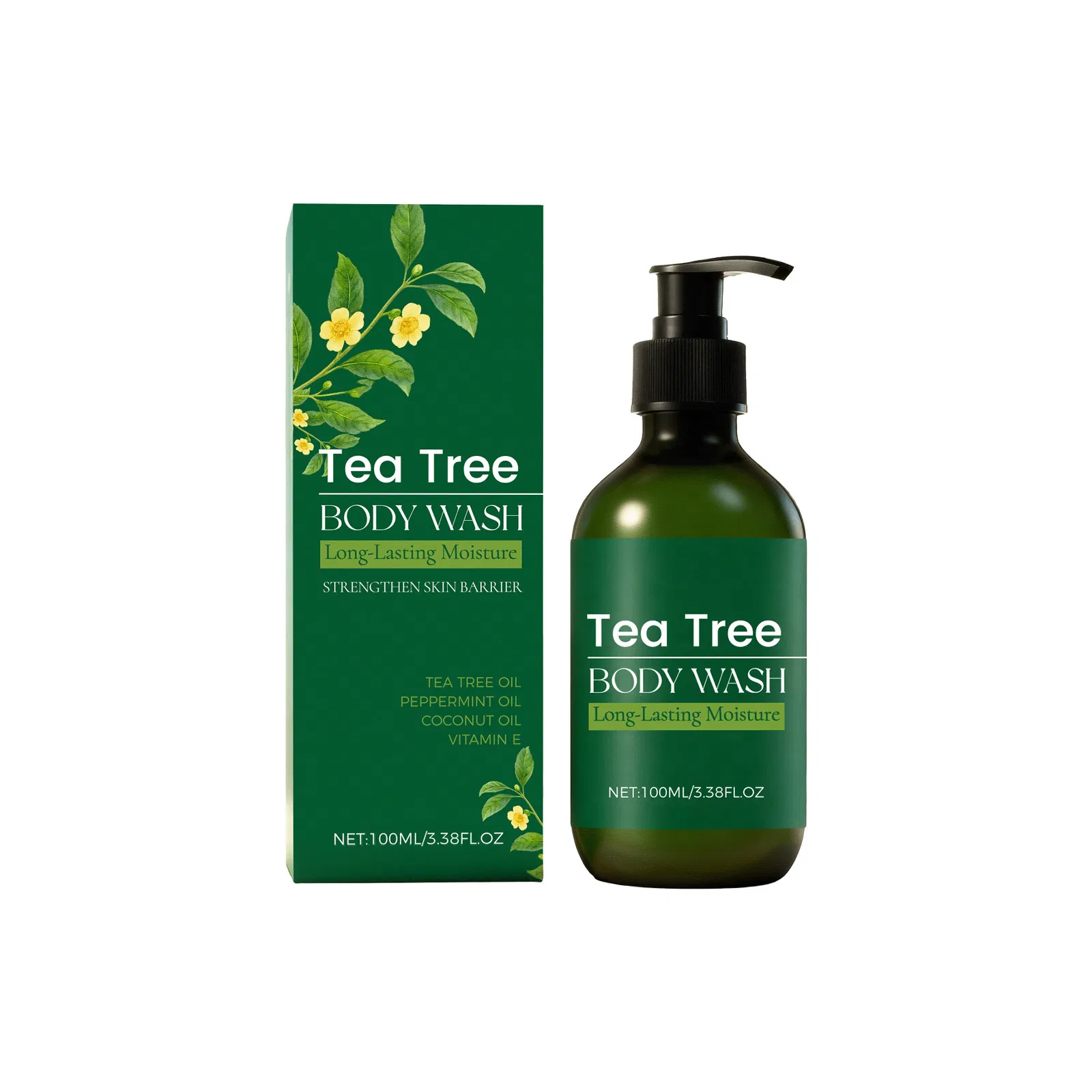 Tea Tree Herbal Gentle Cleansing Shower Gel Oil Control Refreshing Fragrance Body Wash for Oily Skin