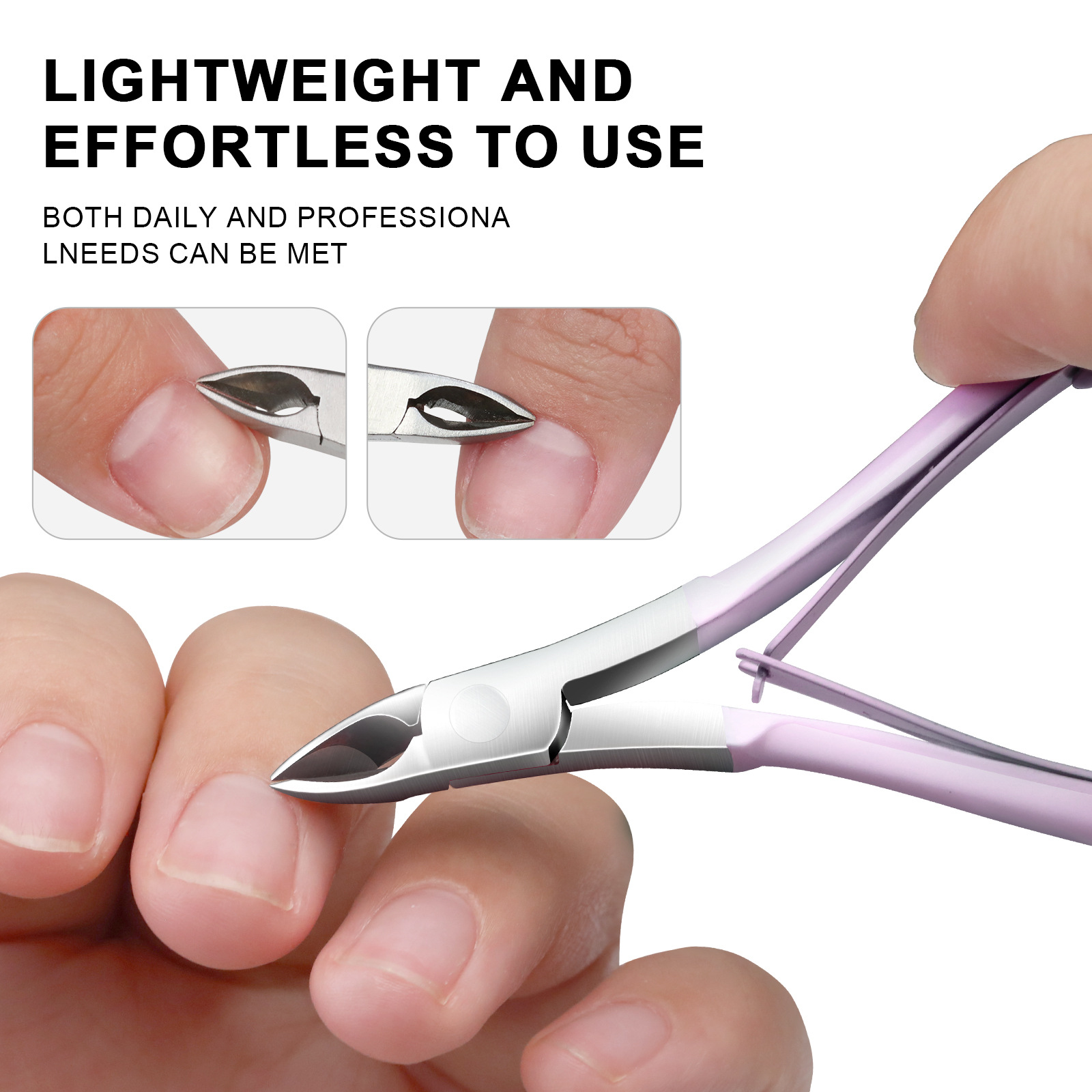 Three-Piece Luxury Finger &amp; Toe Nail Care Set Stainless Steel Dead Skin Scissors Push Pliers Sharp Blade 3.5cm Jaw Opening Mei
