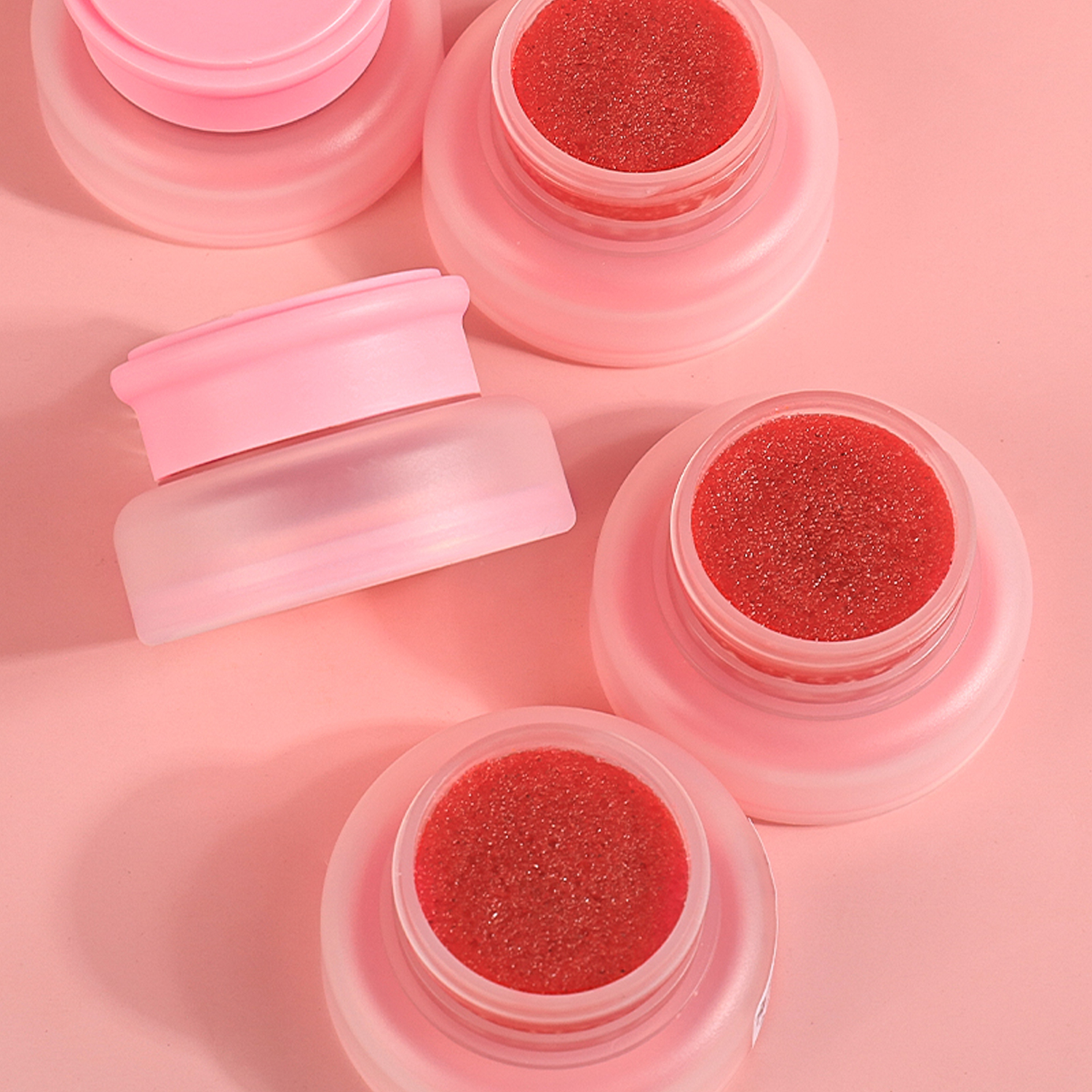 Natural Vegan Moisturizing Strawberry Lip Scrub Pink Package Hot Selling Lip Scrub