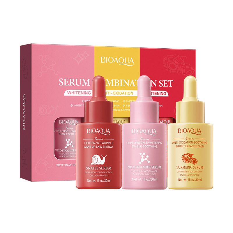 OEM Niacinamide Hyaluronic Acid Vitamin C Moisturizing Ampoule Essence Face Serum Set