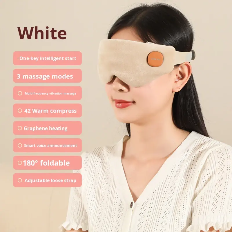 Wireless Heated Eye Massager Washable Electric Eye Mask 3 Vibration Modes Rechargeable Eye Bags Dark Circles