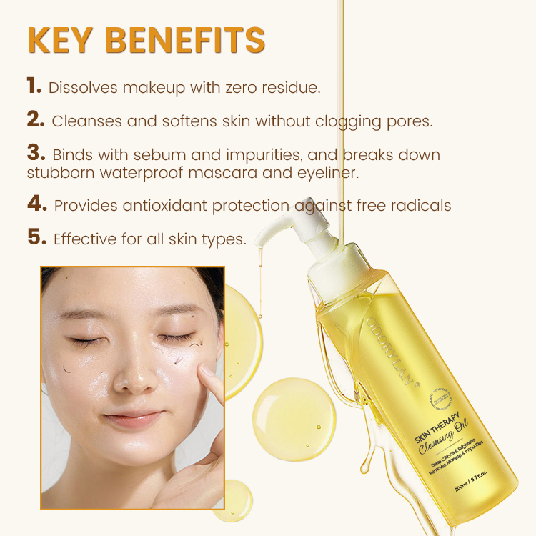 Private Label Pure Cleansing Oil Makeup Remover Oil Facial Cleansing Oil Reduce Blackhead Nourishing and Refresh for All Skin