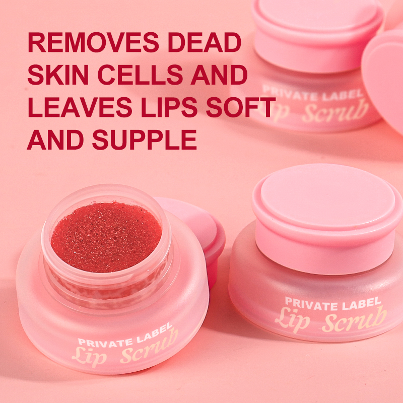 Natural Vegan Moisturizing Strawberry Lip Scrub Pink Package Hot Selling Lip Scrub