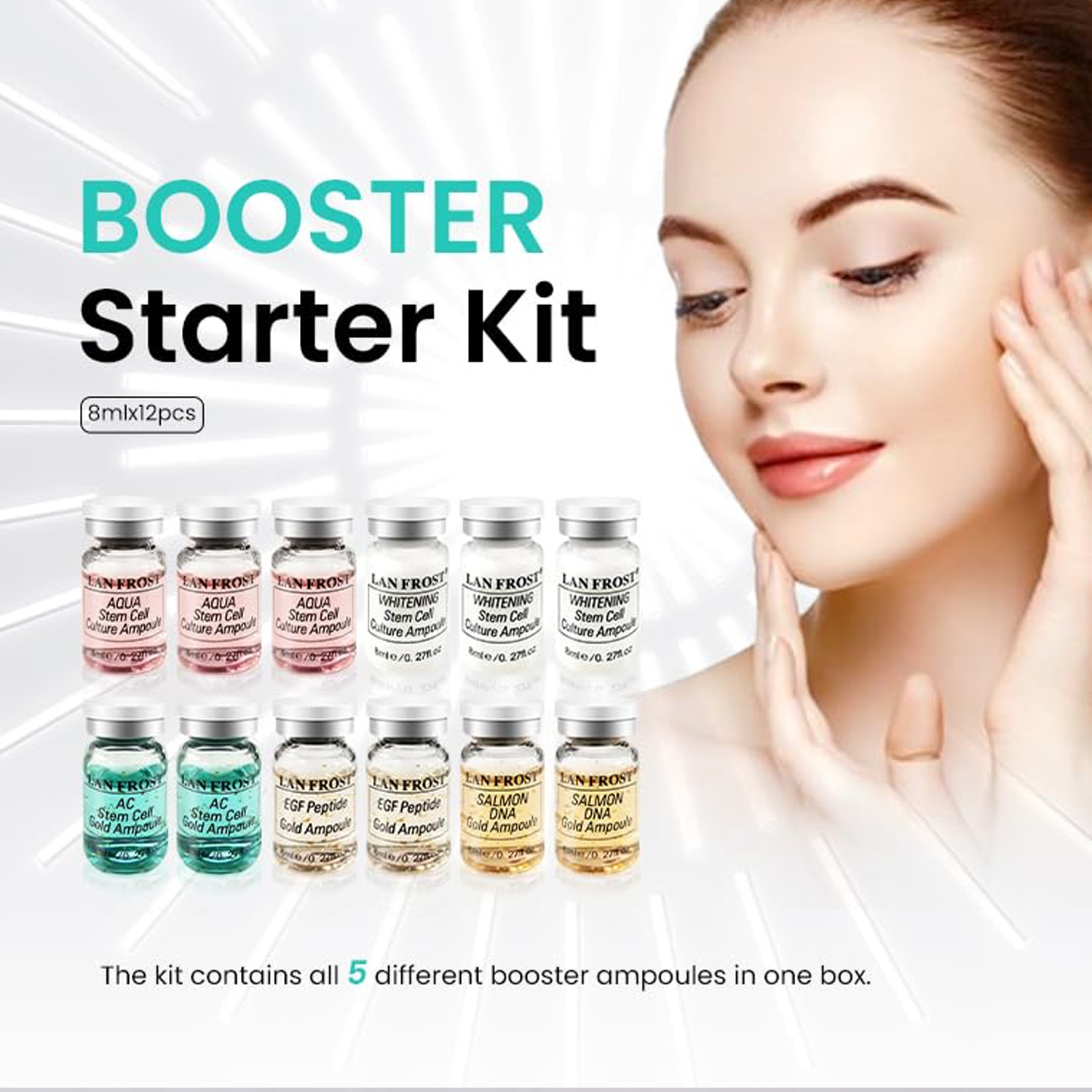 Peptide Skin Care Serum Ampoule Repair and Brightening Facial Essence Liquid Anti-aging Facial Product Packaging Set