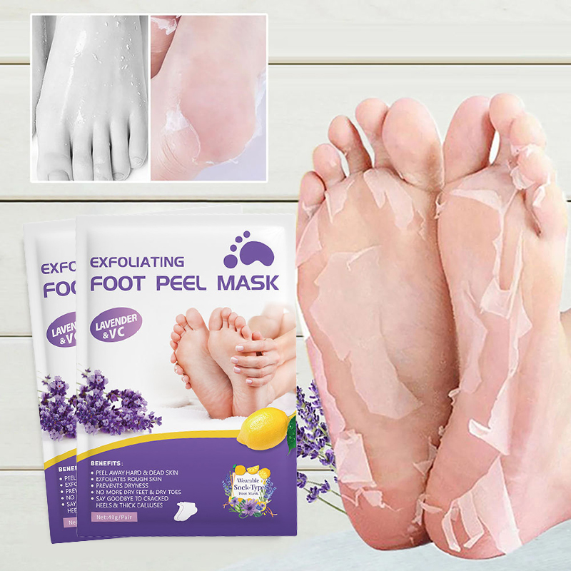 Wholesale 40g Foot Care Prevents Dryness Soften Cutin Lavender &amp; VC Exfoliating Foot Peel Mask