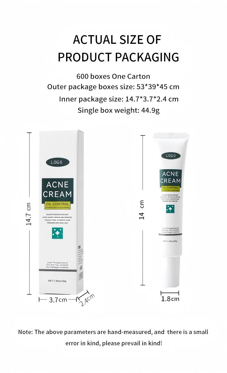 Acne Face Cream 30g Hydrating Anti-Acne Treatment Cream for Blemish Care & Oil Control