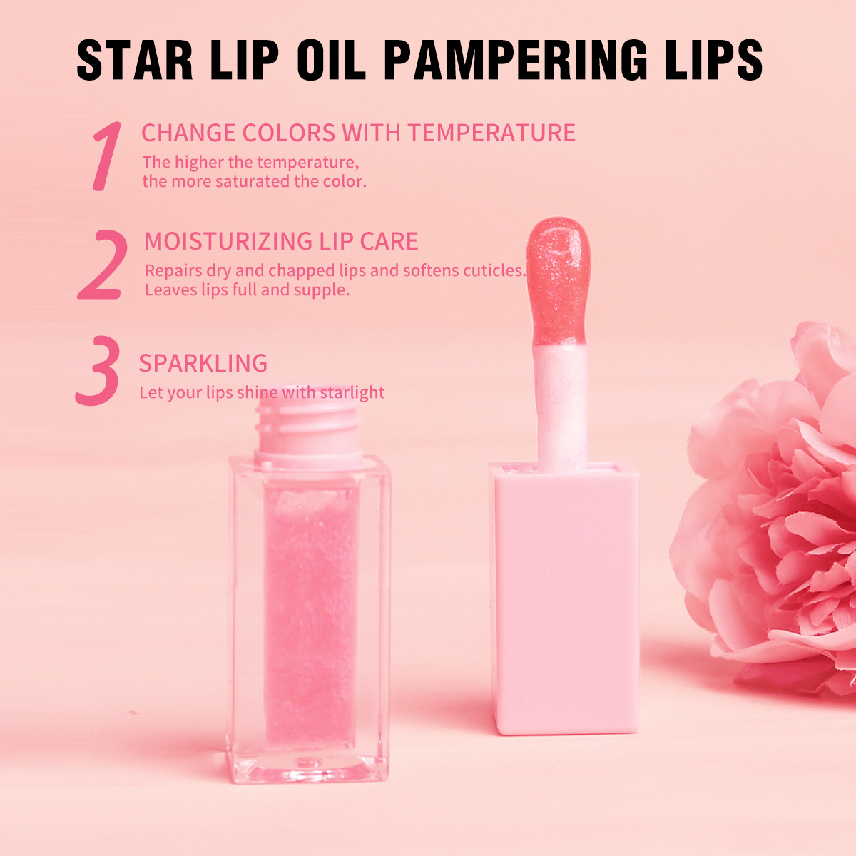 Private Label Customized Lip Gloss Long-Lasting Moisturizing Transparent Pearlescent Lip Oil Made with Organic Shea Butter