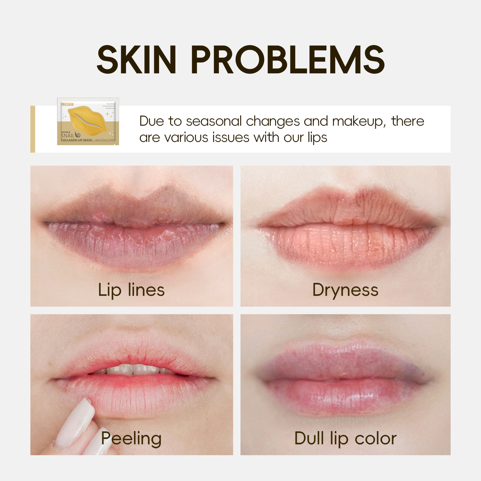 Laikou Snail Collagen Essence Lipmask Moisturizing Radiant Firming Whitening Skin Tender Lipmask