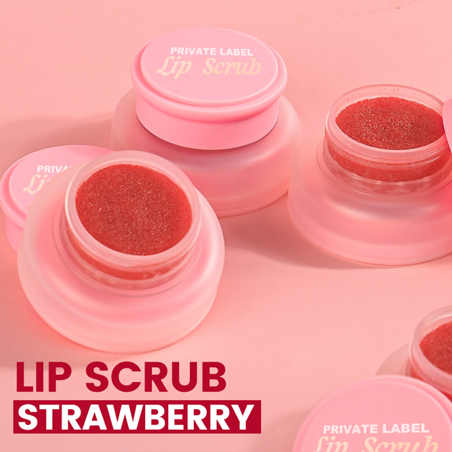Natural Vegan Moisturizing Strawberry Lip Scrub Pink Package Hot Selling Lip Scrub