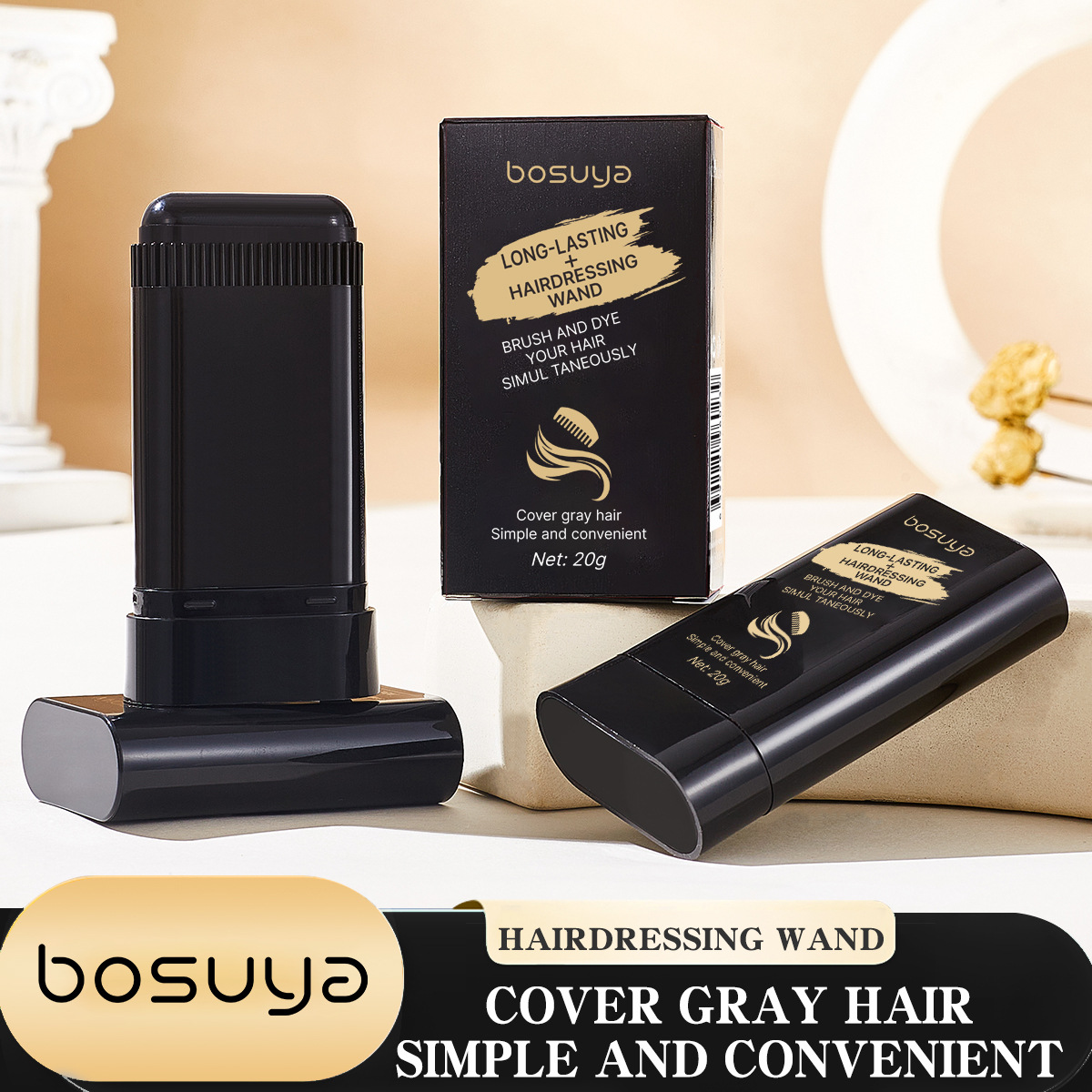 Posuya Hair Styling Cream Quick Way to Cover Gray Hair with Natural Coloring and Long-lasting Hold