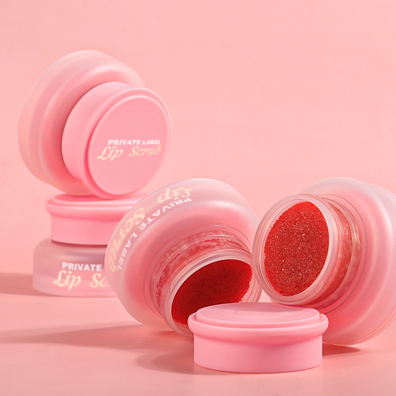 Natural Vegan Moisturizing Strawberry Lip Scrub Pink Package Hot Selling Lip Scrub