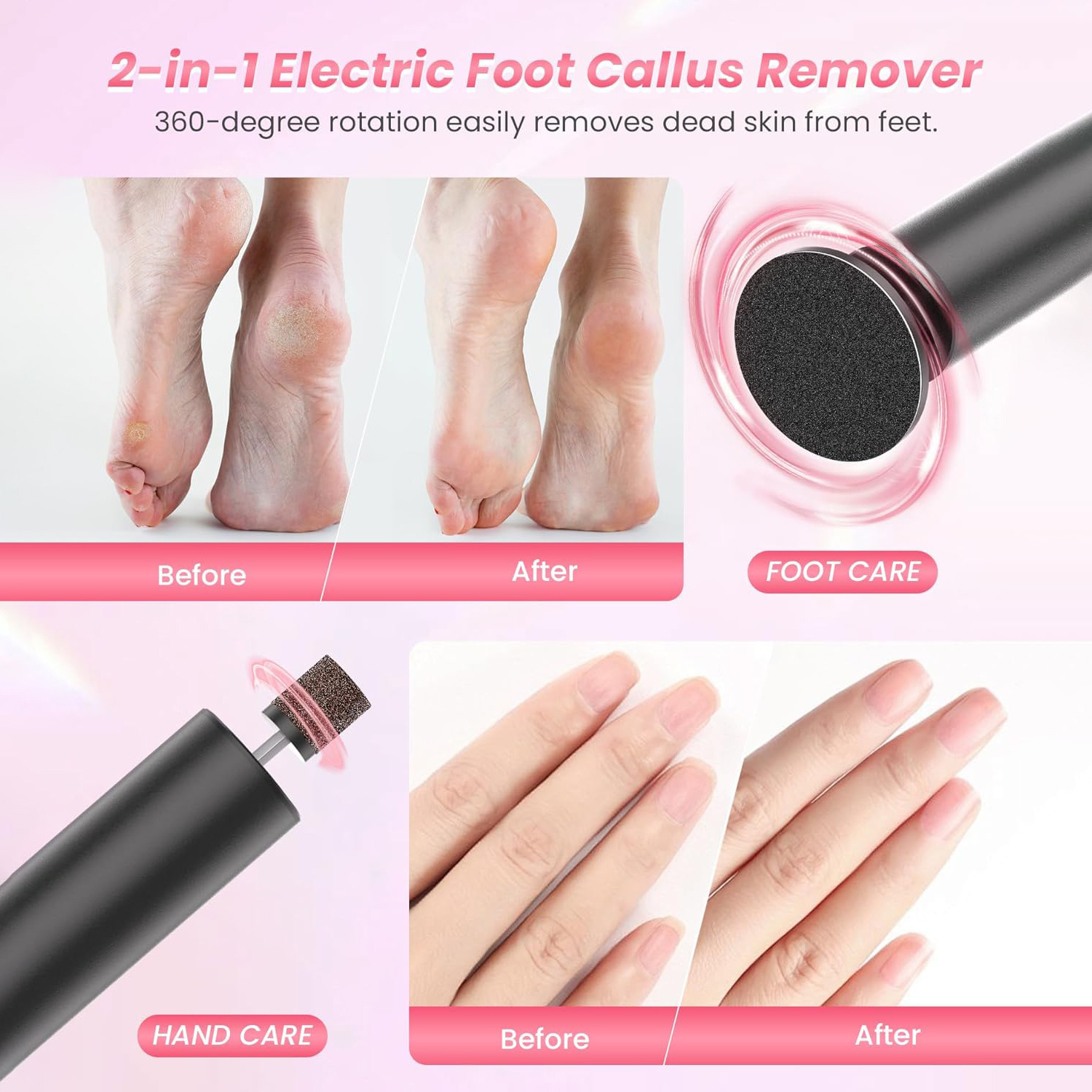 Electric Durable Professional Foot File Callus Remover Pedicure Tool Foot Grinder Dead Skin Removal Smooth Feet Care Portable