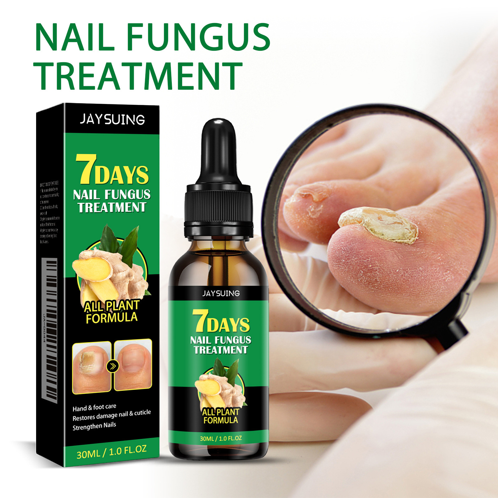 Ginger Nail Care Solution - Soft and Bright Nails, Anti-Fungal Treatment for Hands and Feet