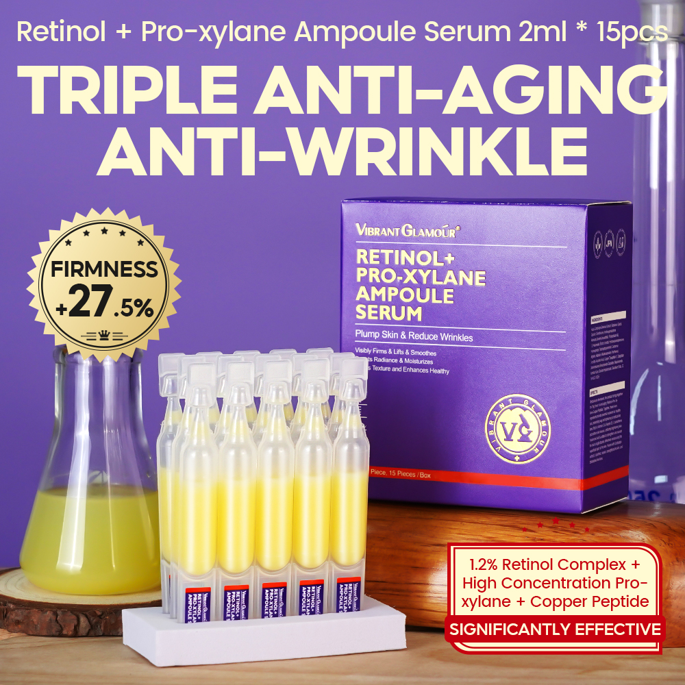 Triple Anti-Aging Anti-Wrinkle Face Serum Retinol + Xylane Ampoule 2ml*15pcs Collagen Organic Whitening Lightening OEM Supply