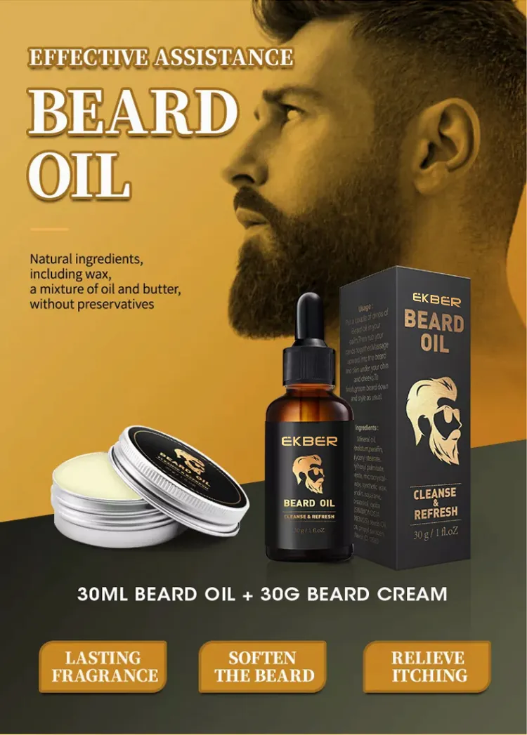 Beard Growth Serum and Balm Set for Men's Grooming