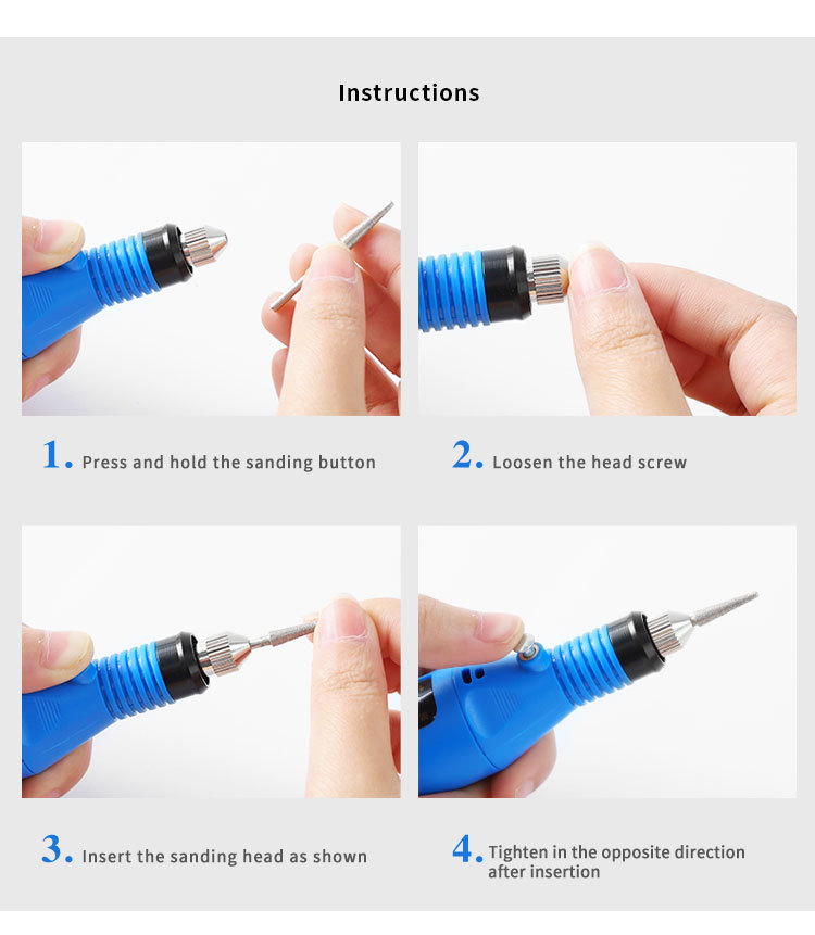 High-Speed Handheld Beauty Care Nail Drill Machine 6 Bit Electric Equipment with US/EU Plugs
