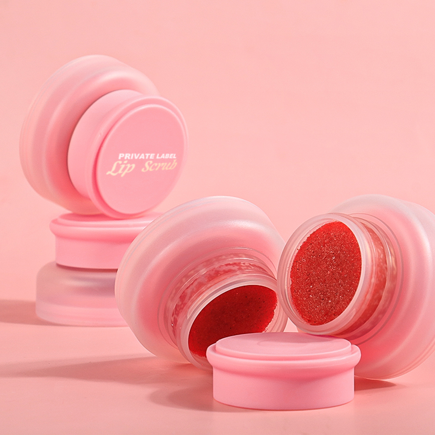 Natural Vegan Moisturizing Strawberry Lip Scrub Pink Package Hot Selling Lip Scrub