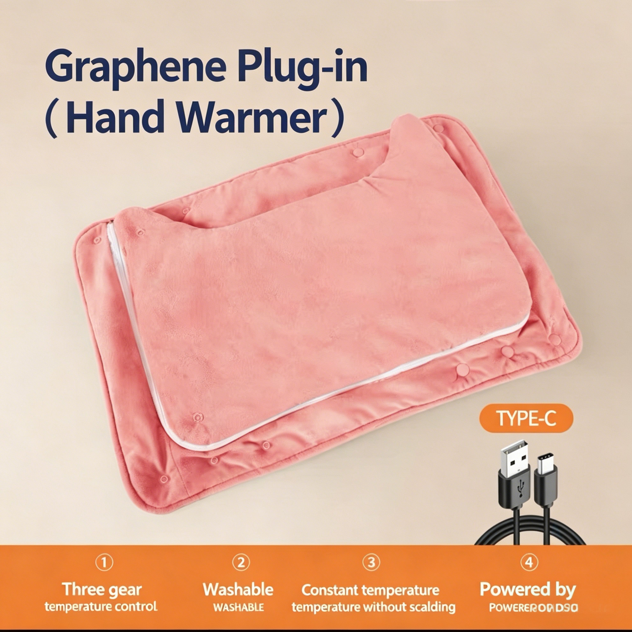 Portable Graphene Heated Foot Warmer &amp; Blanket, USB Type-C 3 Temp Settings, Washable For Office Car Outdoor Use