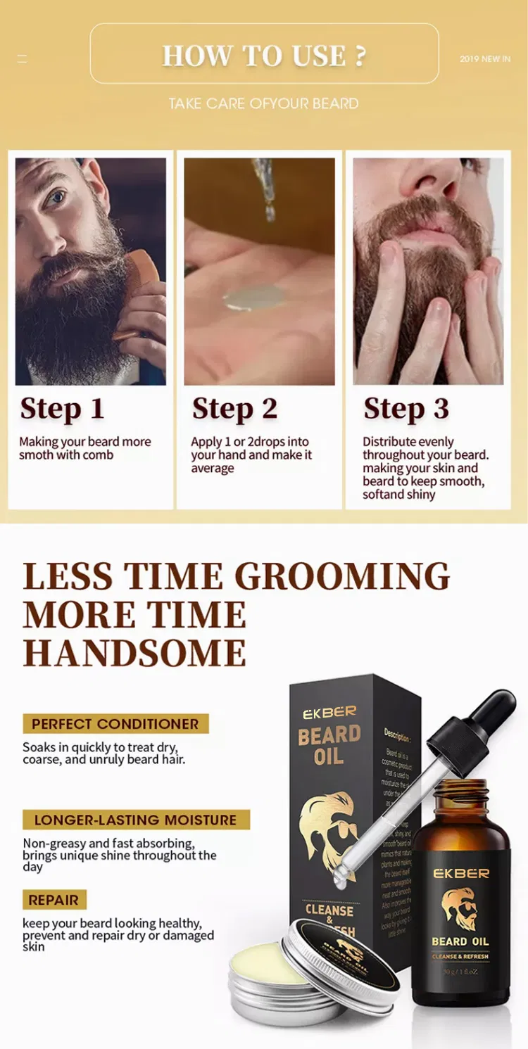 Beard Growth Serum and Balm Set for Men's Grooming