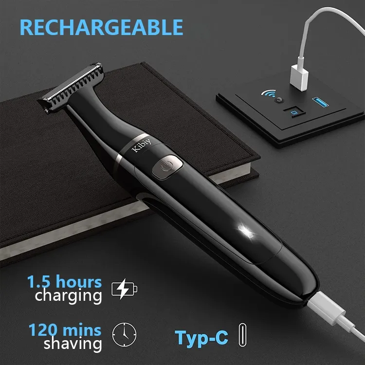 Rechargeable Electric Waterproof Body Groin Hair Trimmer Men Grooming