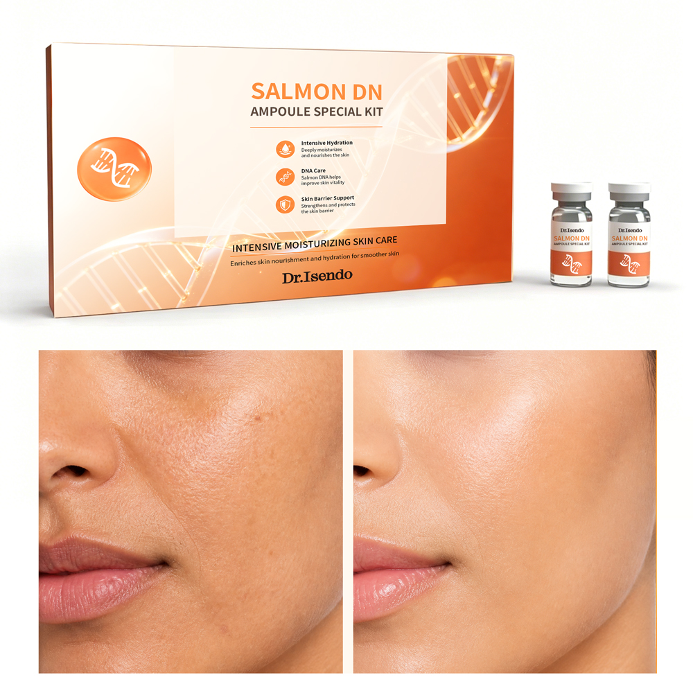 OEM/ODM Private Label Salmon DN Ampoule Salmon Stem Cell Anti-Wrinkle Liquid Serum for Intensive Moisturizing Skin Care Set