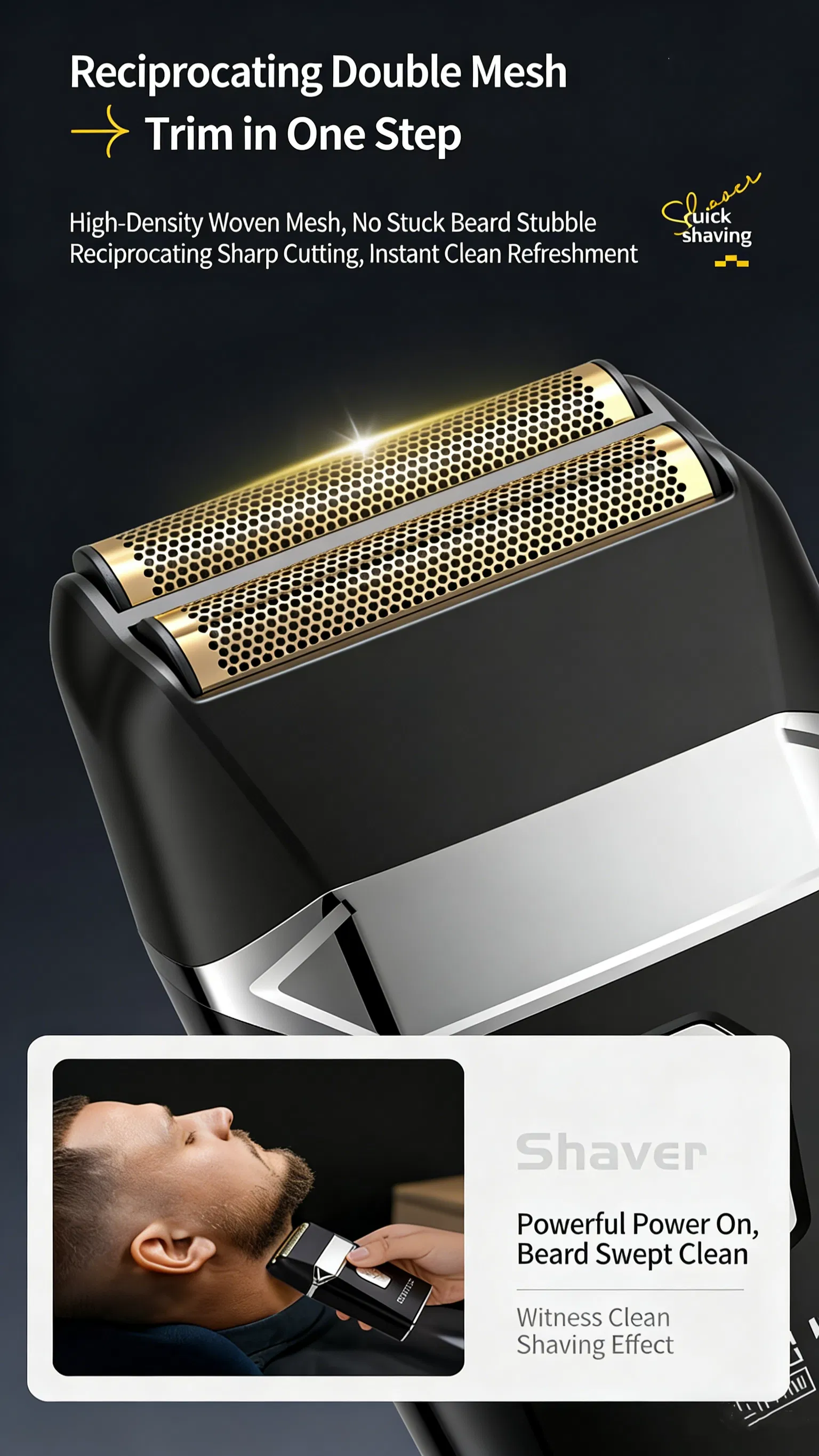 Grooming Tools Reciprocating Cordless Shaver for Men