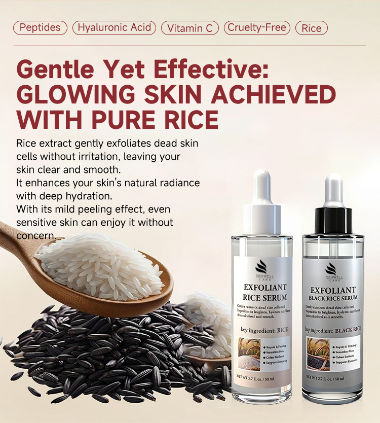 OEM Rice Glow Ampoule Serum Triple Action Brightening & Moisturizing Gentle Exfoliating for All Skin Types