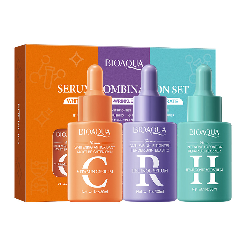 OEM Niacinamide Hyaluronic Acid Vitamin C Moisturizing Ampoule Essence Face Serum Set