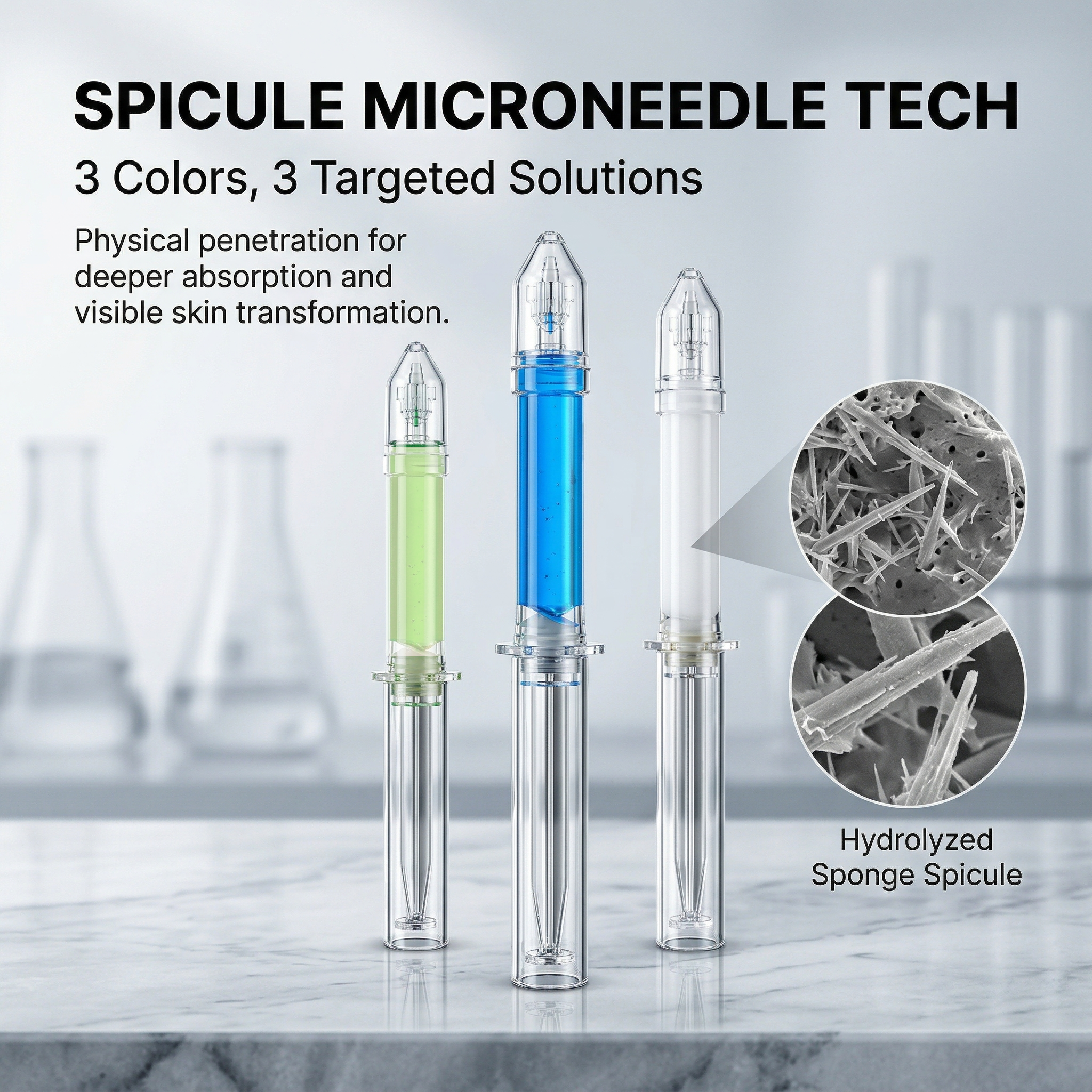 Spicule Microneedle Skin Repair Ampoule | 3-Color Hydrolyzed Sponge Spicule Face Serum 5ml Deep Absorption Skin Transformation