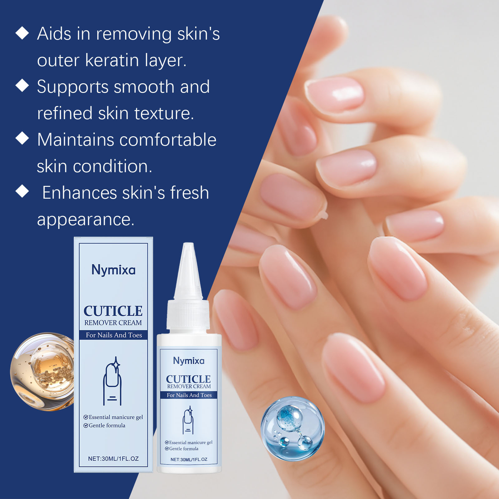Nymixa Cuticle Remover Cream Nail Care Moisturizing Hands and Feet Nails Softening Natural Brightening Smooth Daily Care