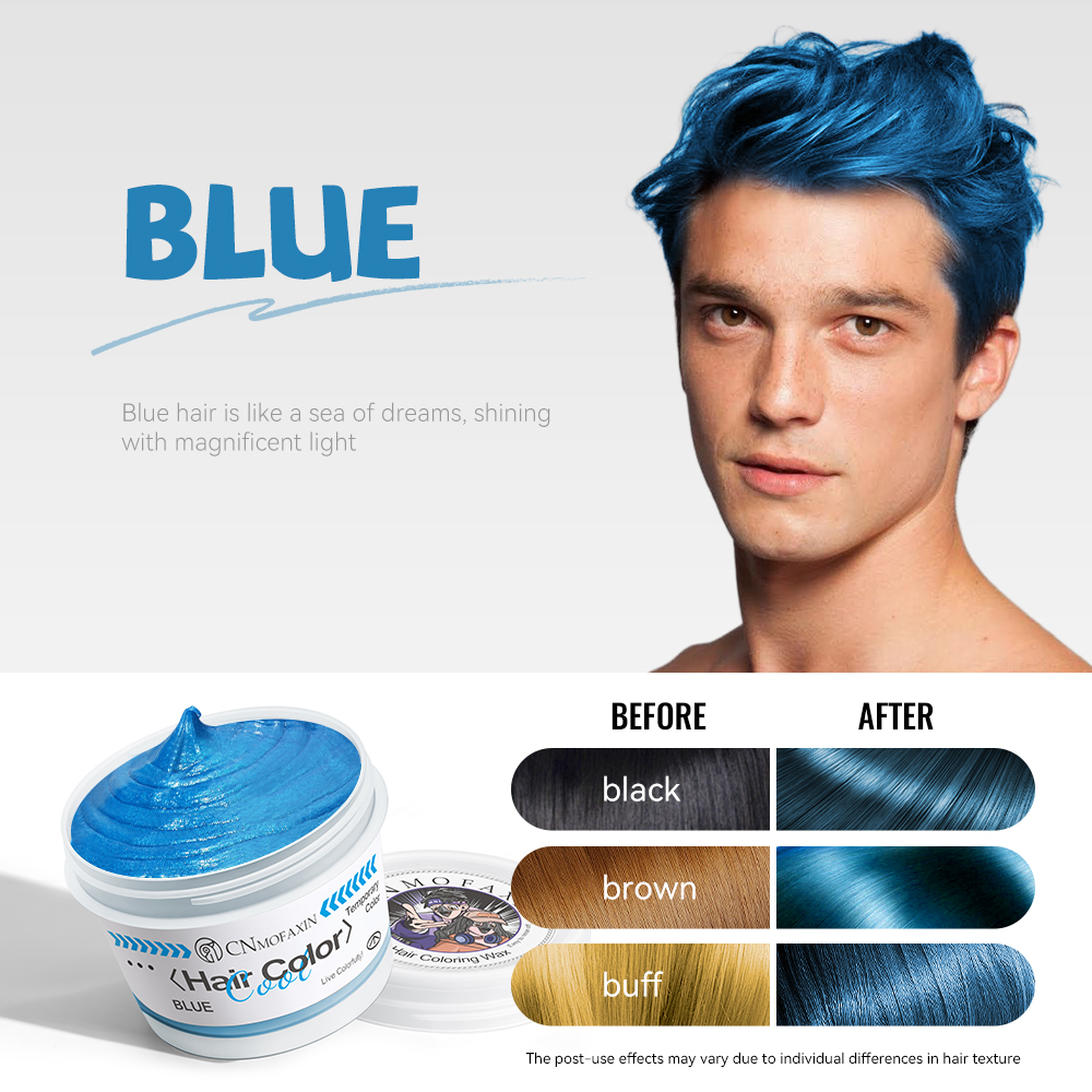 Premium Organic Blue Hair Coloring Wax Natural Private Label Wholesale Styling Effect Texturizing Volumizing Shine Strong Hold