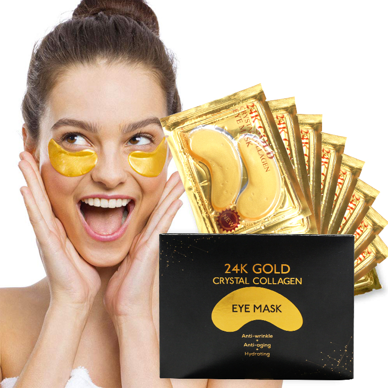 Private Label Eye Gel Pads Hydrogel Crystal 24K Gold Collagen Korean Eye Mask Under Eye Patch