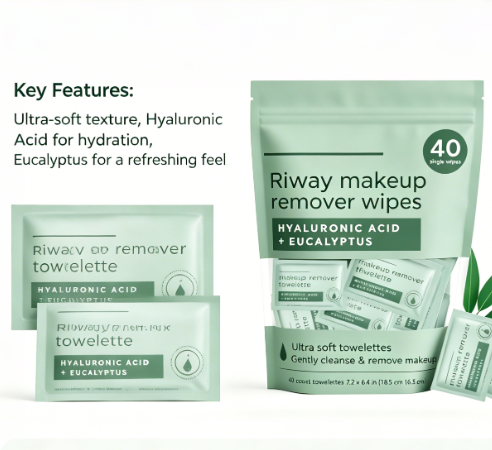 Factory OEM Gentle And Eco Individual Facial Cleansing Hyaluronic Acids Makeup Remover Wipes Private Label Travel &amp; Single Pack