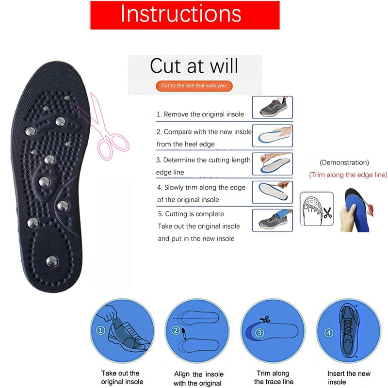 Breathable Massage Insoles Reflexology Foot Pain Acupressure Improve Blood Circulation Health Care Magnetic Therapy Insoles