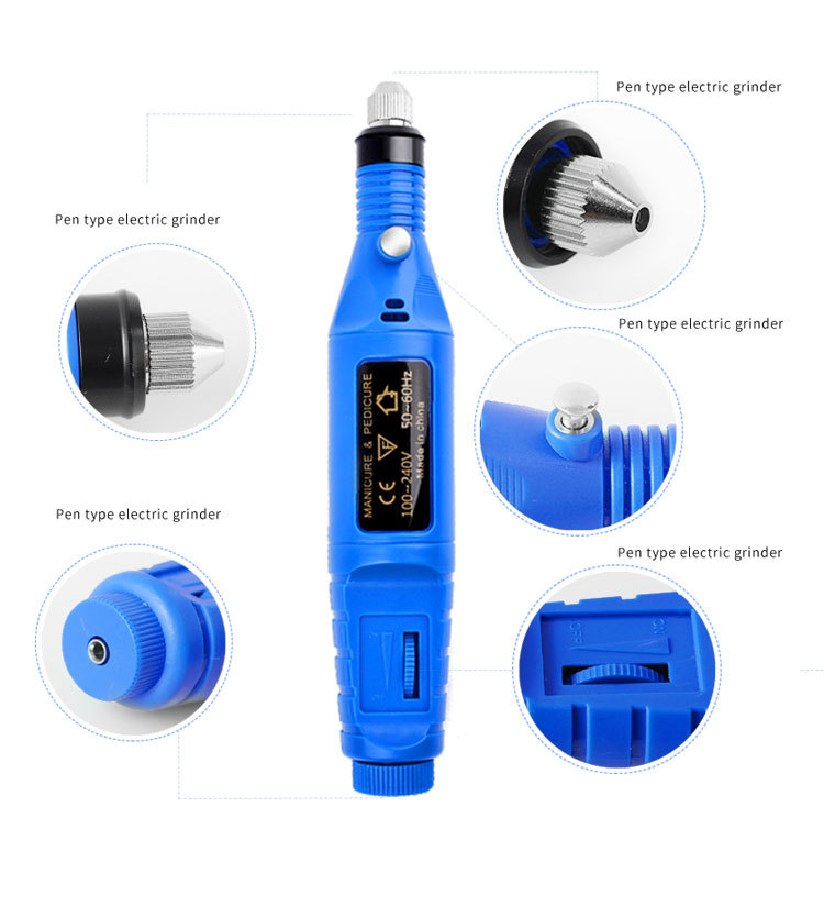 High-Speed Handheld Beauty Care Nail Drill Machine 6 Bit Electric Equipment with US/EU Plugs
