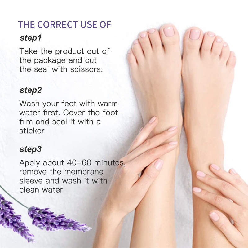 Wholesale 40g Foot Care Prevents Dryness Soften Cutin Lavender &amp; VC Exfoliating Foot Peel Mask