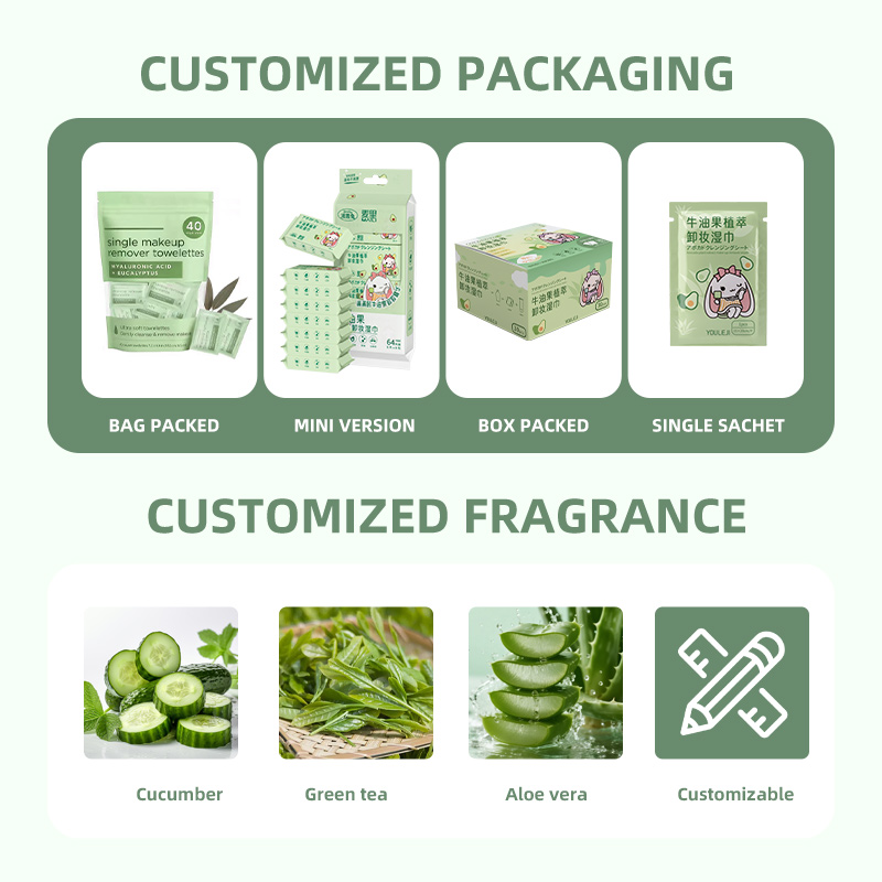 Custom Travel Individually Wrapped Eye Face Makeup Remover Cleaning Wipes Private Label