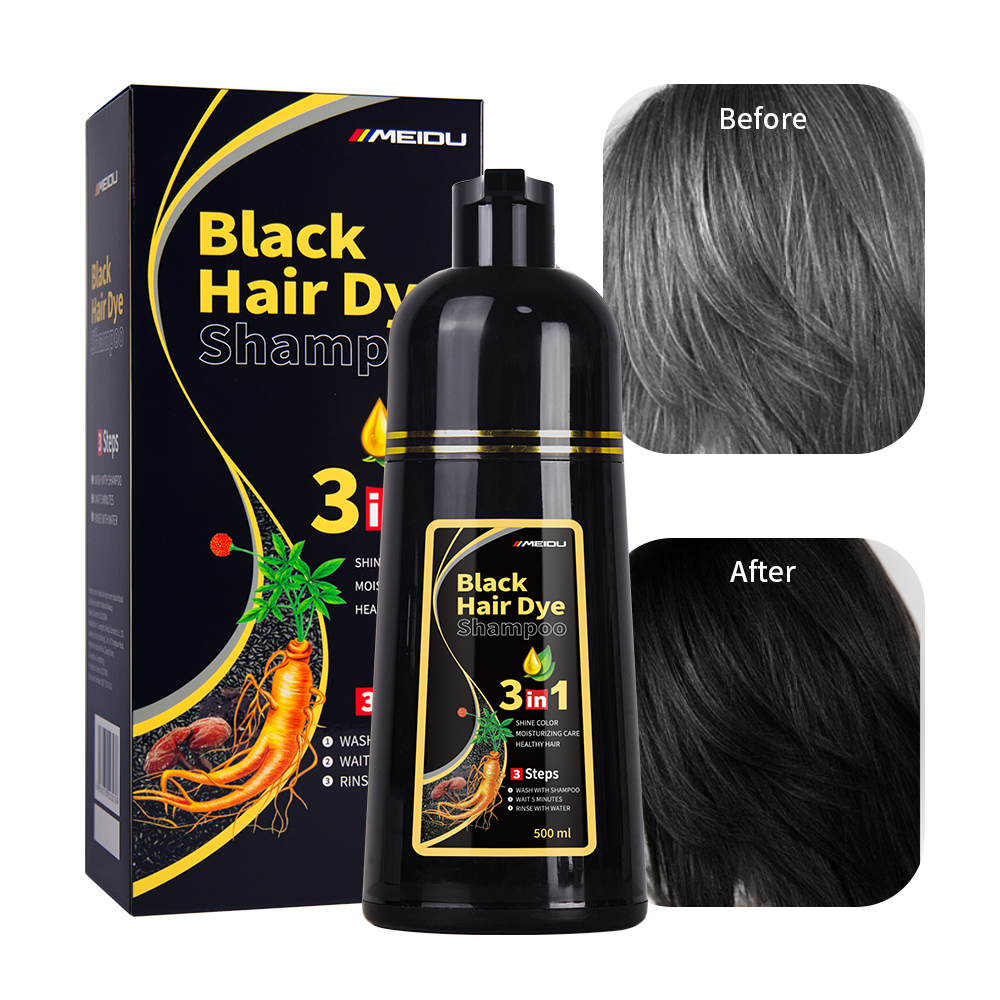 Hair Styling 3 in 1 Blacken Permanent MEIDU Ammonia Free Dark Brown Long Lasting Herbal Black Hair Dye Shampoo