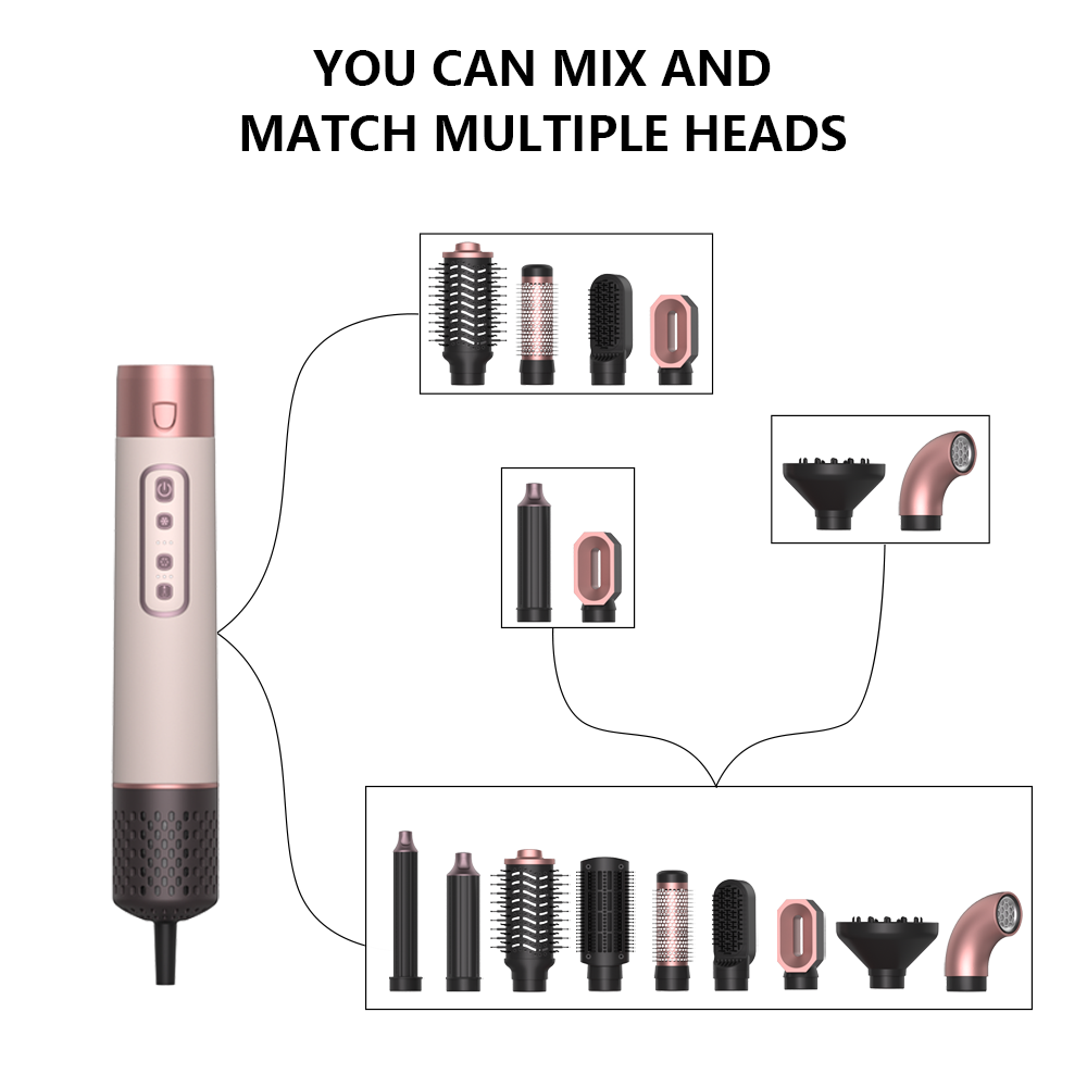 OEM Custom Color 1200W Hair Styler 110000 RPM Motor Speed Ionic Heat-Protectant Styling Tool Multi-attachment for Outdoor Hotel
